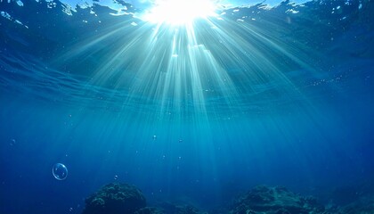 Sunlight's Descent Underwater Rays Illuminating the Depths of the Ocean's Embrace