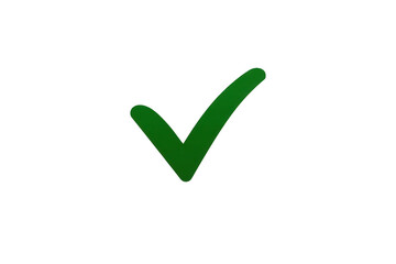 A simple green check mark symbol isolated on a transparent background