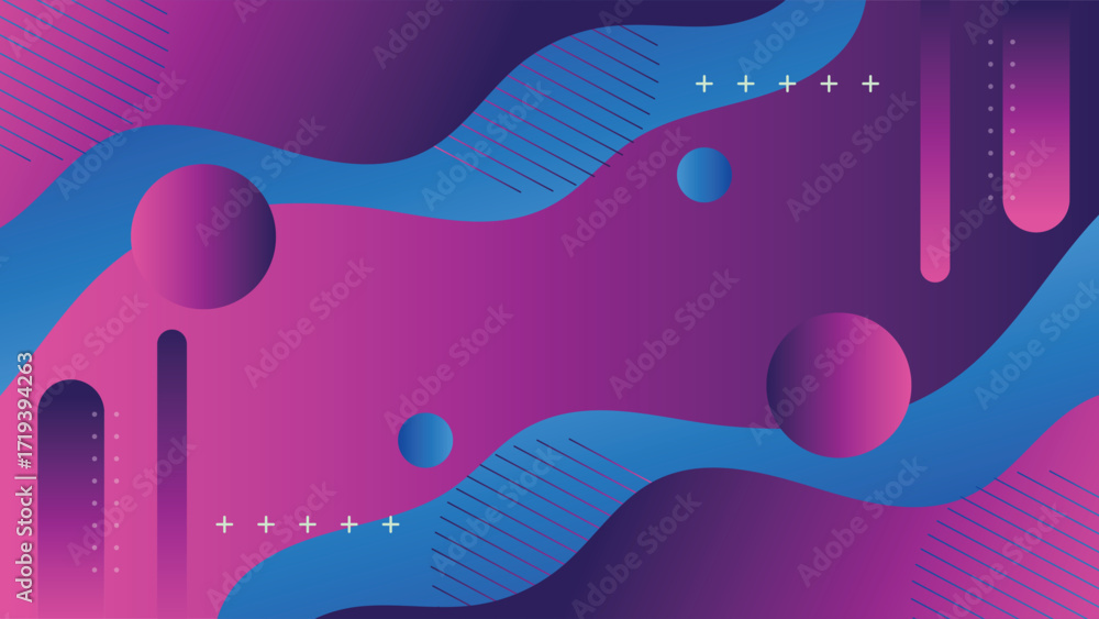 Aufkleber modern abstract gradient background featuring fluid waves and geometric elements in pink and blue, p