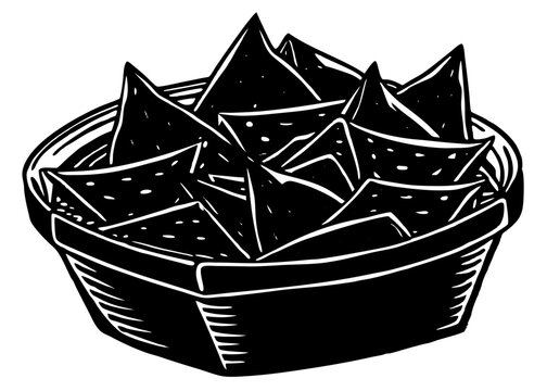 black and white nachos in a basket clip art preview