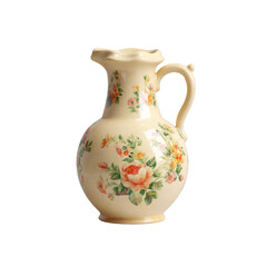 Delicate Vintage Ceramic Jug with Floral Design and Elegant Handle for Home Decor and Kitchen Use