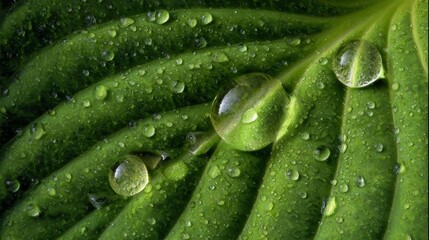 green leaf with water drops