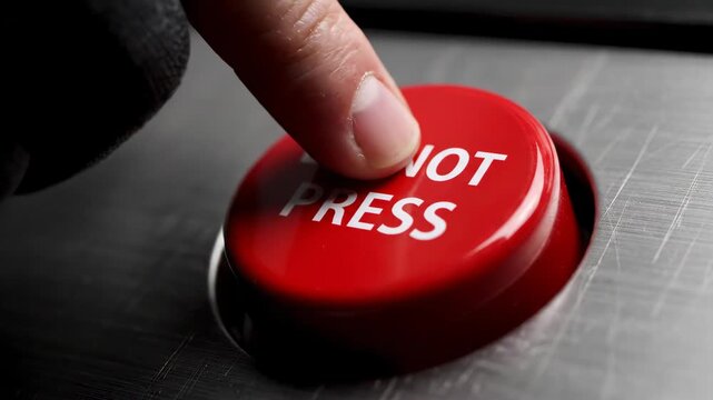 Red 'do Not Press' Button on Silver Metal Panel Suggests Risk or Consequence if Activated