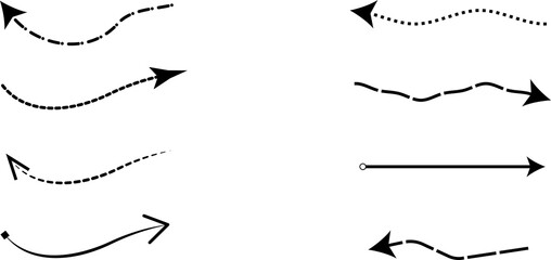 Black Arrow Symbols PNG Pack – Curved, Straight, and Direction Icons