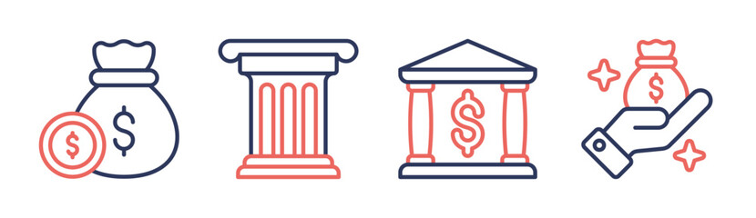 Capital icon set multiple concept collection