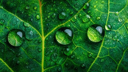 green leaf with water drops