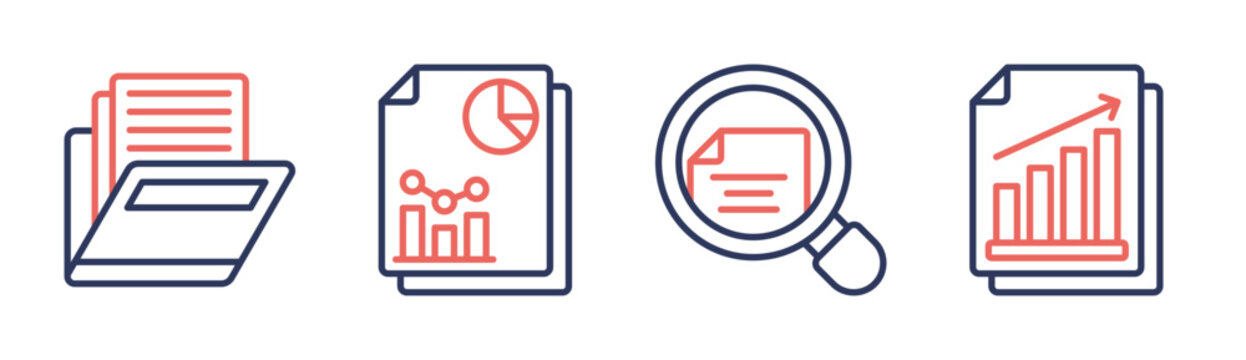 Report icon set multiple concept collection