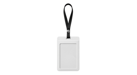 Secure your identity A pristine white ID badge hanging on a sleek black lanyard symbolizing professionalism and security