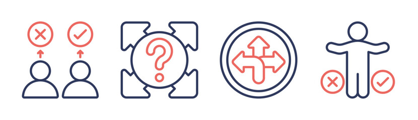 Decision icon set multiple concept collection