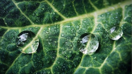 water drops on green leaf