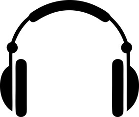 Black silhouette illustration of a headphone. Great for music, audio, podcast, and entertainment design projects.
