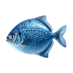 Fototapeta premium Vibrant Blue Freshwater Fish Isolated on White Background for Culinary and Aquarium Applications
