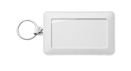 A blank white ID badge symbol of identity and access awaits personalization against the stark black backdrop with clean