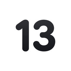 Bold Typography Design Featuring Number Thirteen in Black, Minimalist Style on White Background, Perfect for Modern Projects