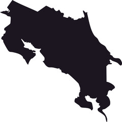 Silhouette map outline of Costa Rica country in Central America