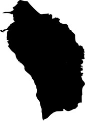 Dominica black silhouette map outline isolated on white background