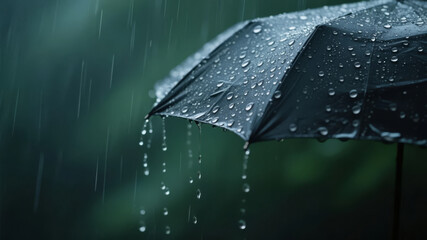 Grain in Ear Solar Term: Close-up Detail of Raindrops on an Umbrella