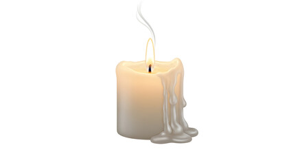 Naklejka premium Burning Candle with Dripping Wax isolated PNG with Transparent Background