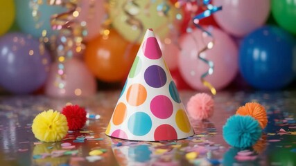 Get the Party Started with Colorful Balloons and a Festive Party Hat Ready for Celebration, Perfect for Birthdays and Special Events - Powered by Adobe