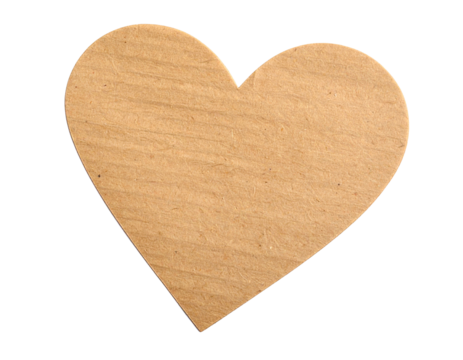 A simple brown heart shape made of cardboard, emphasizing a smooth texture and classic heart design.