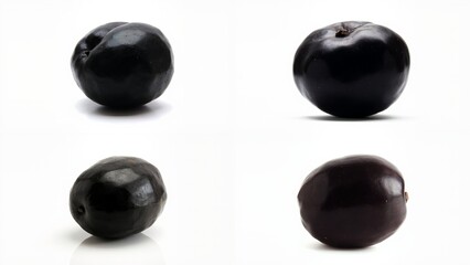 Four different types of fruit on a white background colorful composition expression cartoonish depth scene movement motion creative backgrounds layers style figure gesture design frame