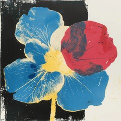 Silkscreen of a begonia flower nature art painting.