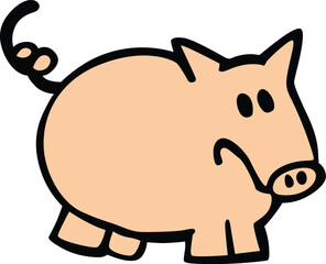 Simple and Cute Cartoon Farm Pig