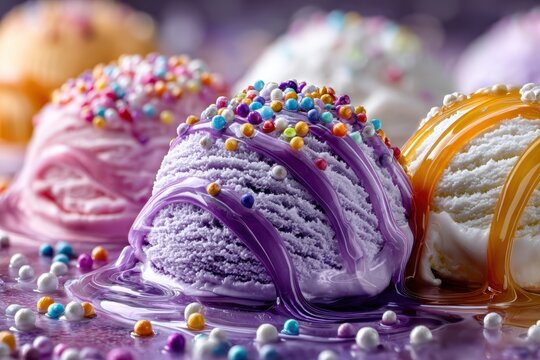 Melting Scoops of Ice Cream with Sprinkles