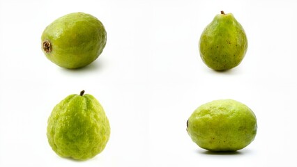 Four green pears on a white background backgrounds gesture colorful movement emotion composition elements motion style illustration expression cartoonish creative design frame scene