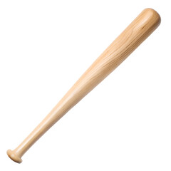 Obraz premium Isolated Wooden Baseball Bat Sporting Equipment for Baseball Game Classic Design Natural Wood Grain Texture on transparent background