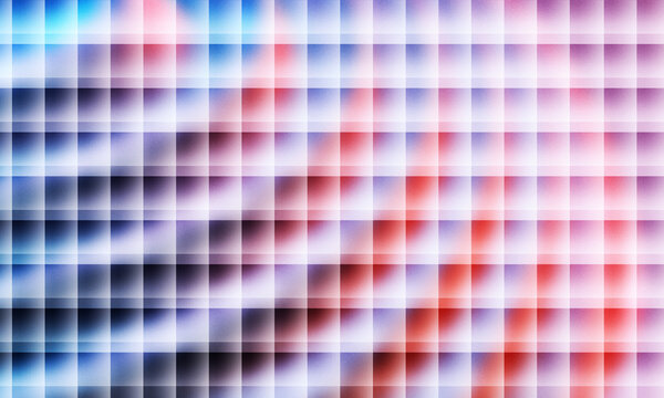 Vibrant Gradient Mosaic of Colored Squares: A Long-Form Abstract Grid Texture with Soft Blurred Edges in Blues, Pinks, and Reds for High-Impact Adobe Stock Backgrounds and Digital Design Projects