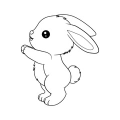 Cute cartoon bunny line art outline drawing for coloring book