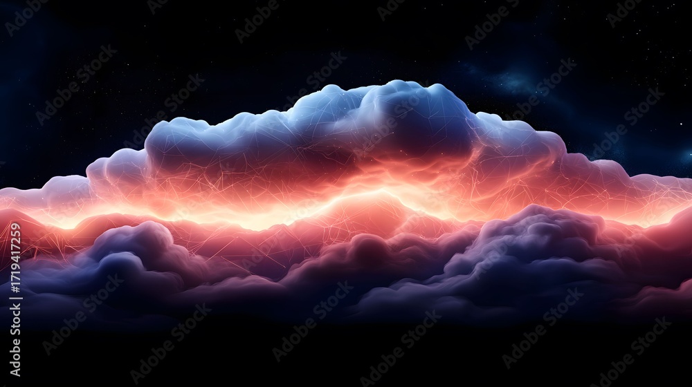 Aufkleber a stunning image showcases a cluster of digitally-rendered clouds with a spectrum of blue and red hu