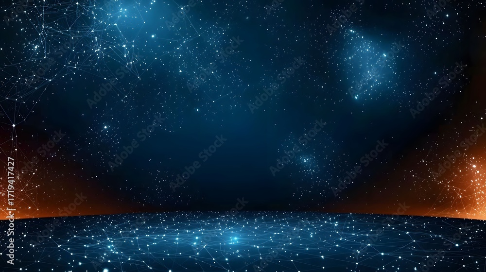 Aufkleber this captivating image features a network of glowing blue nodes and lines against a dark backdrop, r