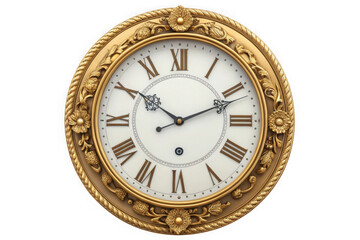 Fototapeta premium 3d ornate oval wall clock with roman numerals isolated on transparent background