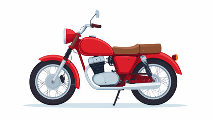 Fototapeta premium Red vintage motorcycle illustration isolated on white. Classic motorbike design for transportation
