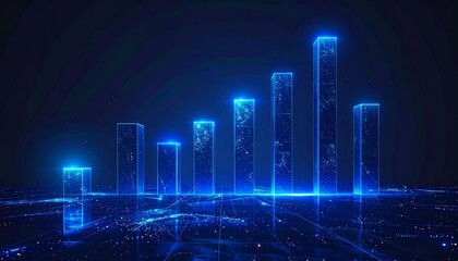 Abstract Blue Neon Cityscape Growth and Technological Advancement
