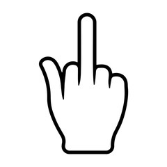 Black hand gesture icon or middle finger up without background.