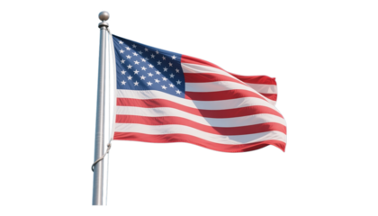 American Flag Wave with Transparent Background, 3D Realism Design Element