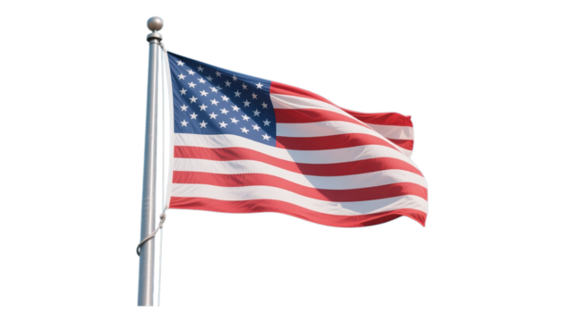 American Flag Wave with Transparent Background, 3D Realism Design Element - Powered by Adobe
