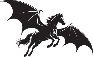 Halloween bat wing horse silhouette fantasy vector
