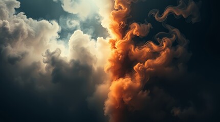 Dramatic Clouds: A majestic dance of clouds painted across the vast sky, with vibrant hues and swirling textures evoking a sense of awe and wonder.