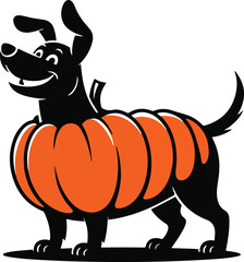 Halloween dog in pumpkin costume silhouette design
