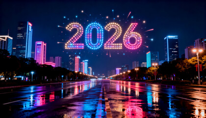 2026 City Night Sky with Drones