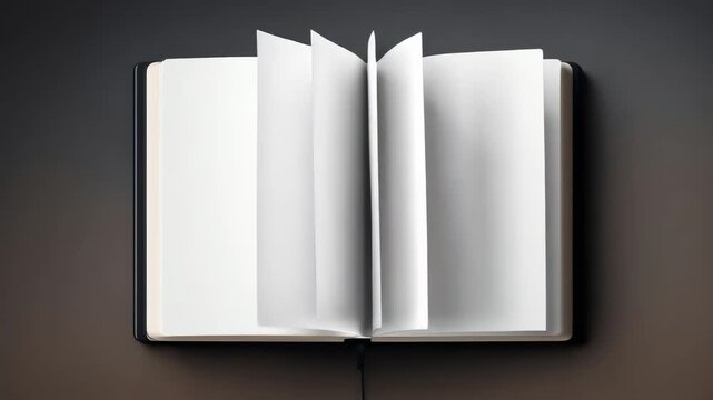 パラパラとページがめくれる空白の白いノート