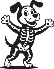 Fototapeta premium Halloween dog skeleton costume silhouette cute vector