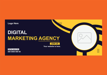 Digital Marketing Agency Advertisement Banner: A professional digital marketing agency banner, boasting a modern, eye-catching design with inviting copy and key contact information.
