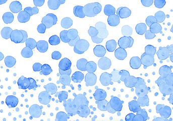 Playful blue watercolor dot pattern background with abstract art design