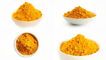 Four bowls of tumerical powder background elements expression frame emotion design depth backgrounds illustration colorful creative style layers motion composition scene figure movement