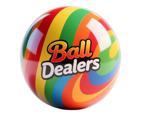 Colorful Swirl Ball with Transparent Background, Glossy Graphic for Branding